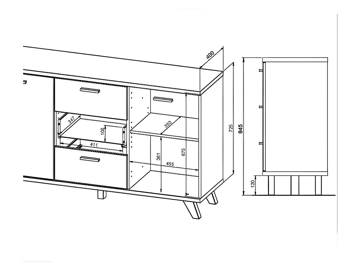 Buffet scandinave 3 portes 3 tiroirs Malmo