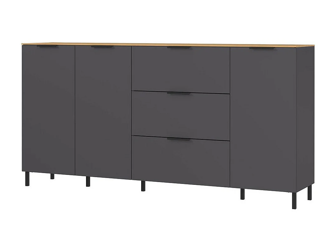 Buffet design gris et bois 3 portes 3 tiroirs 192cm Costal