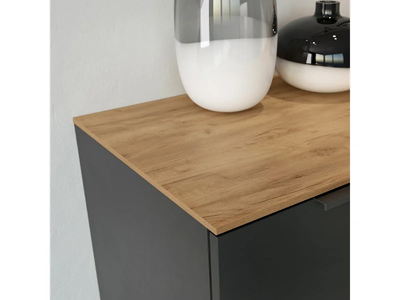 Buffet design gris et bois 3 portes 3 tiroirs 192cm Costal