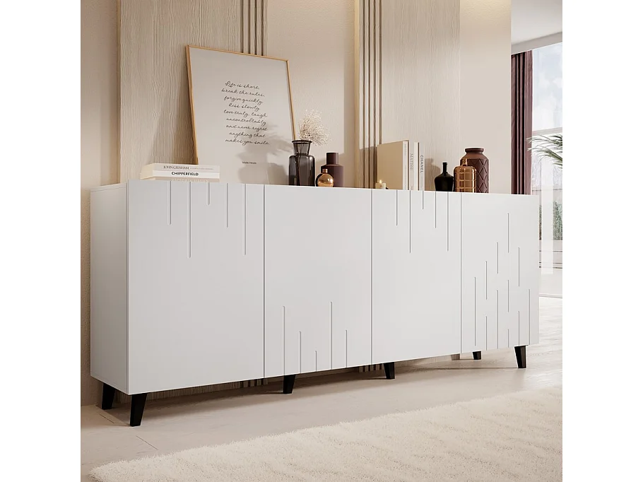 Buffet bas contemporain blanc mat 200 cm Spiro