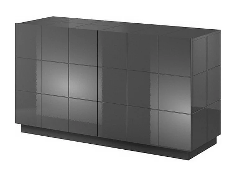 Credenza di design grigia lucida da 138 cm + Flow LED - blu