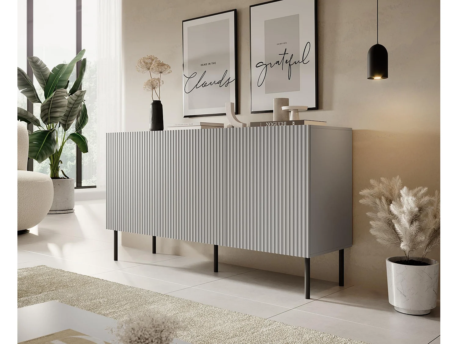 Credenza grigio chiaro con 3 ante Gatsby
