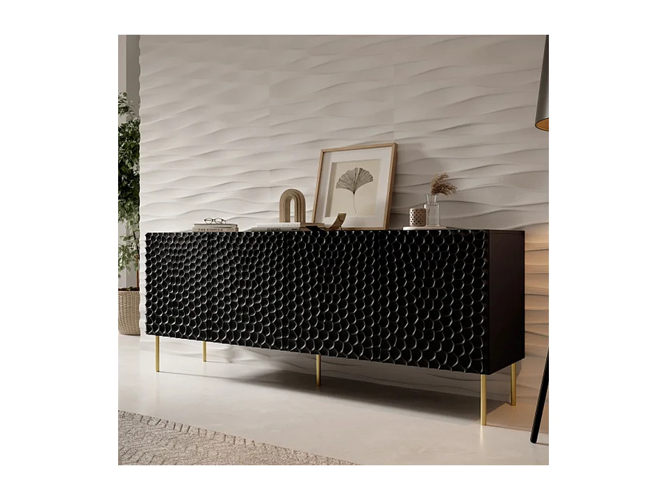 Buffet bas design noir mat 190cm Sumoc