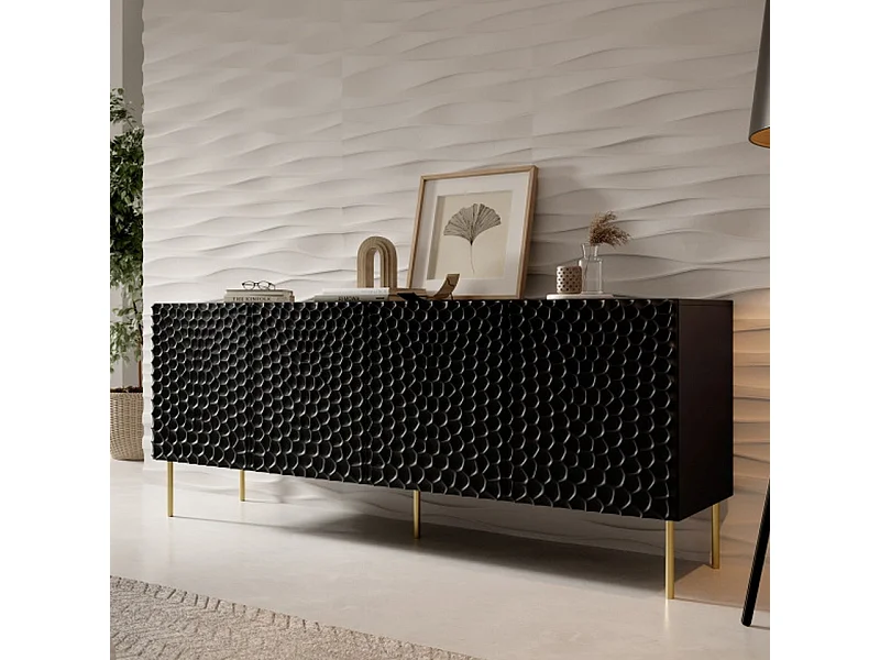 Buffet bas design noir mat 190cm Sumoc