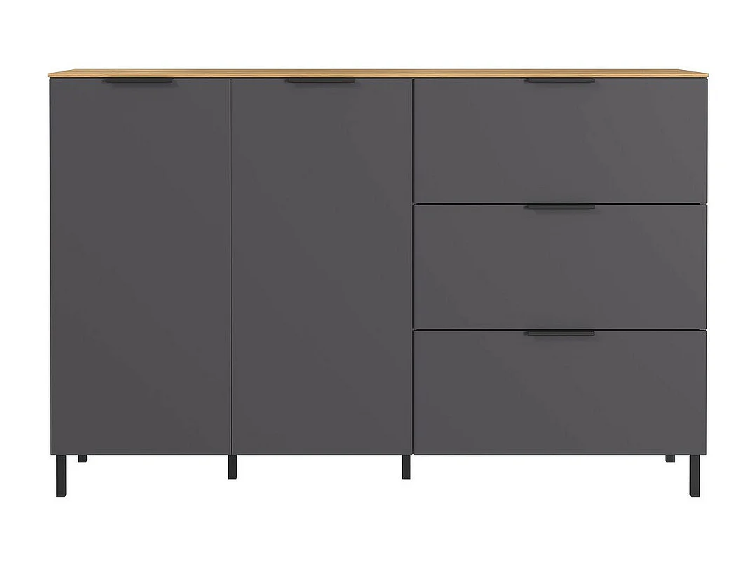 Credenza design grigio e legno 2 armadi 3 cassetti Costal