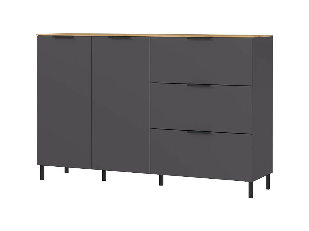 Buffet design gris et bois 2 placards 3 tiroirs Costal
