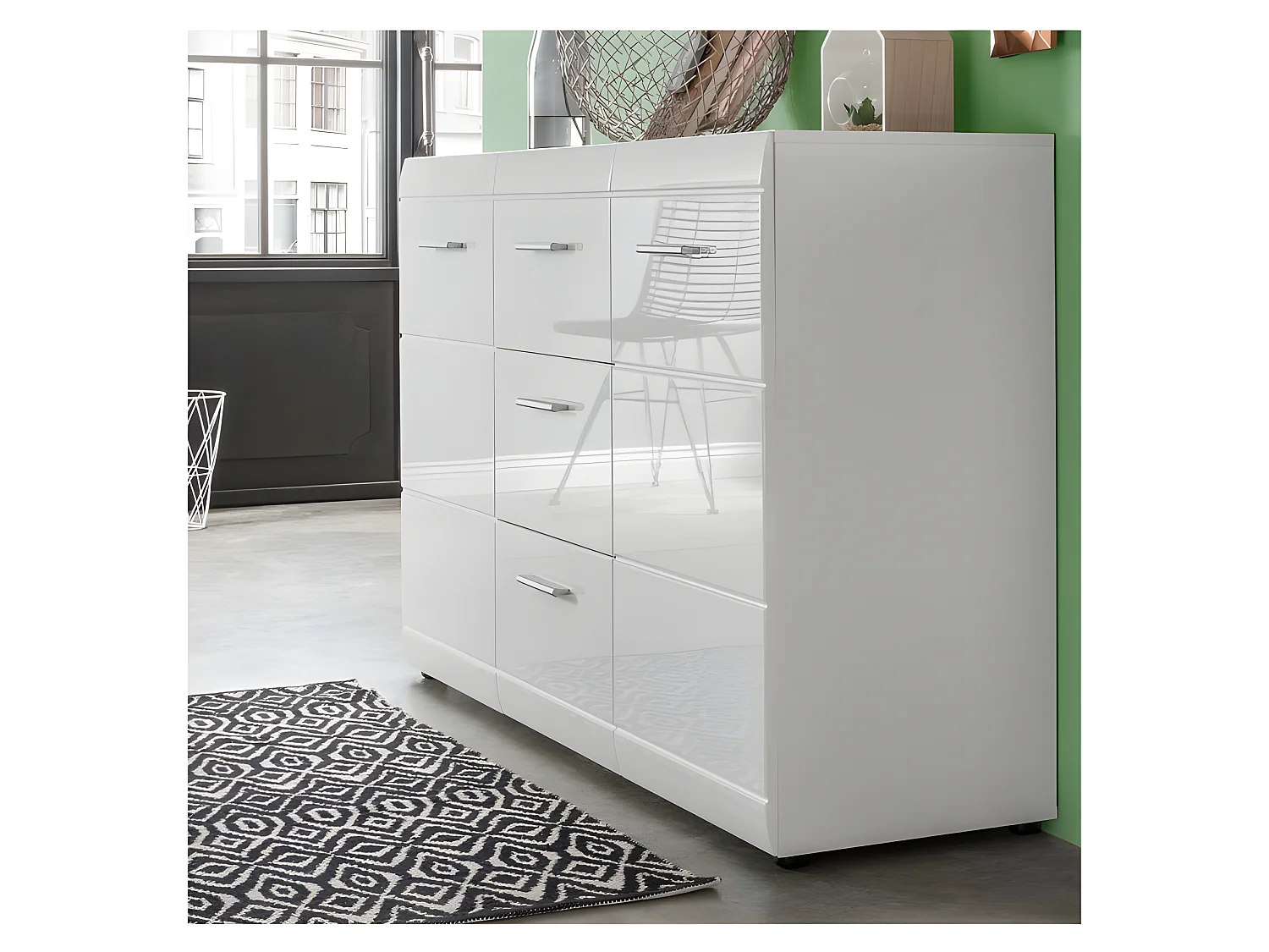 Credenza design bianca 144x86x40cm Alama