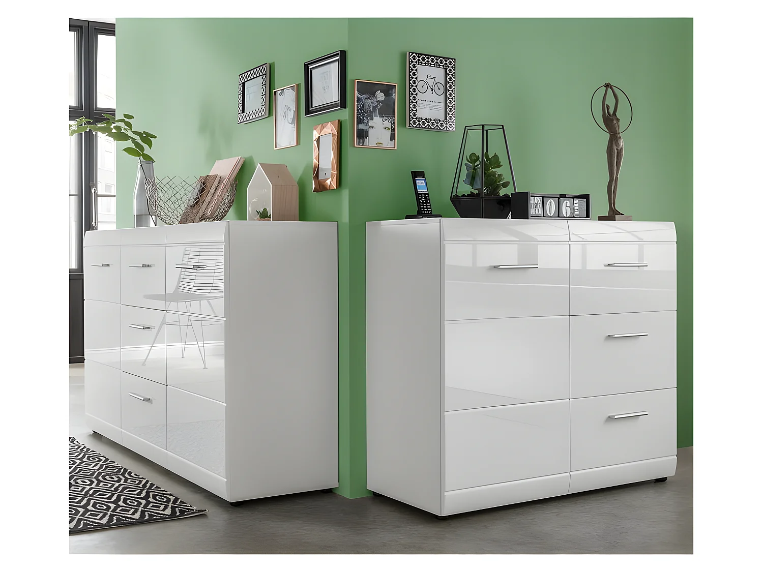 Credenza design bianca 144x86x40cm Alama