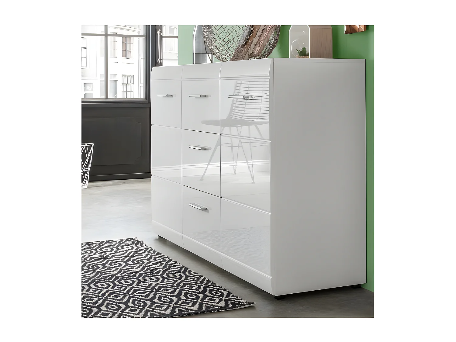 Buffet design blanc 144x86x40cm Alama