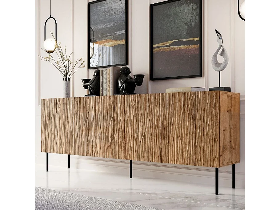 Credenza bassa di design, decoro wotan in rovere 190 cm Mokt