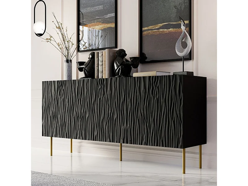 Credenza bassa design nero opaco 152 cm Mokt