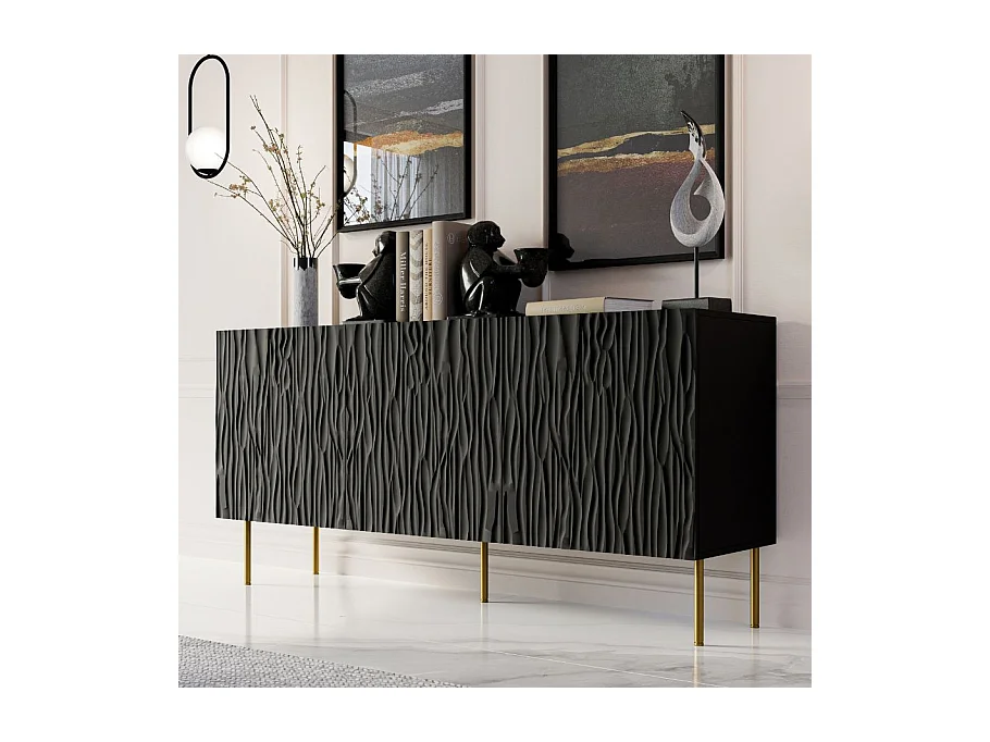 Buffet bas design noir mat 152 cm Mokt