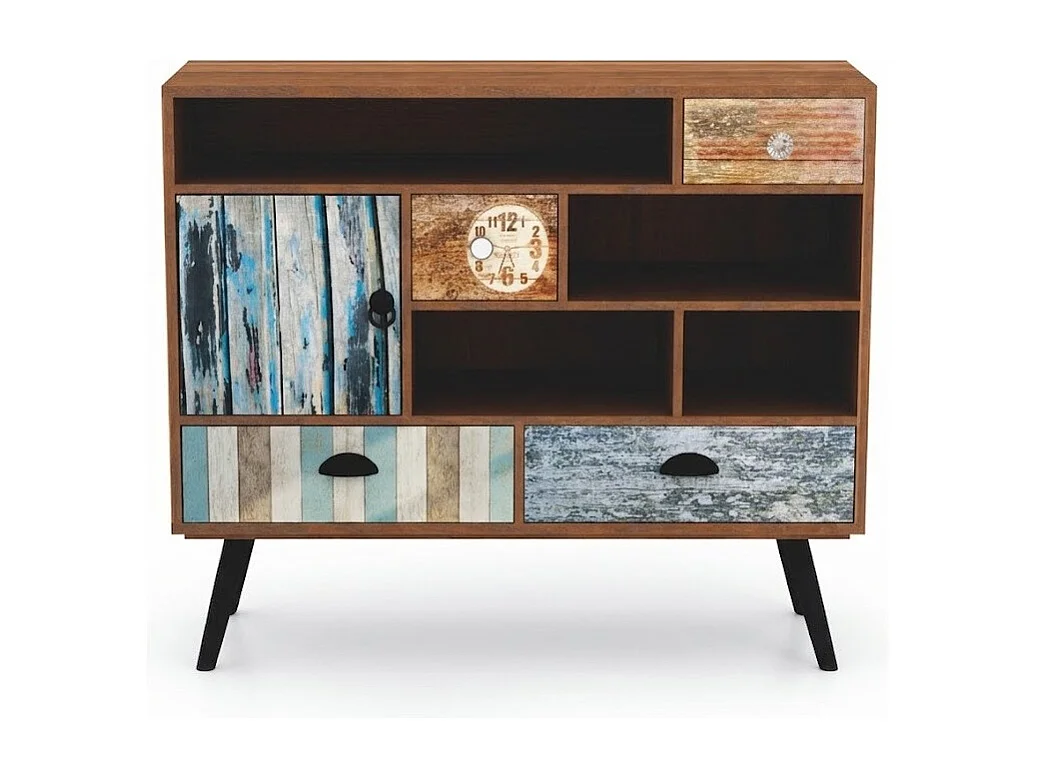 Credenza industriale multicolore Alto