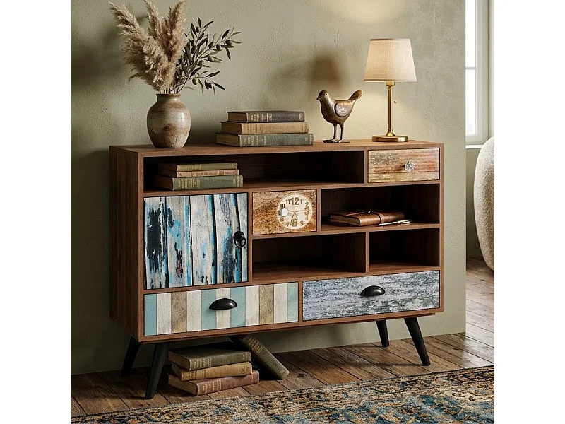 Credenza industriale multicolore Alto