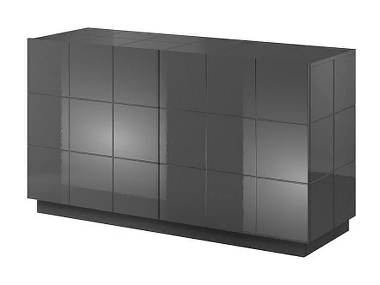 Buffet design gris brillant 138cm + LED Flow - blanc