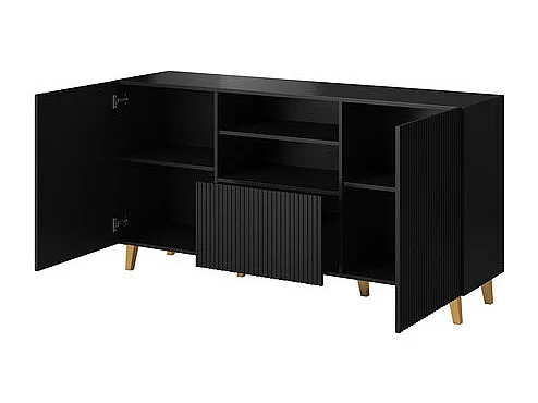 Buffet design noir 150 cm 2portes 1 tiroir Gustave