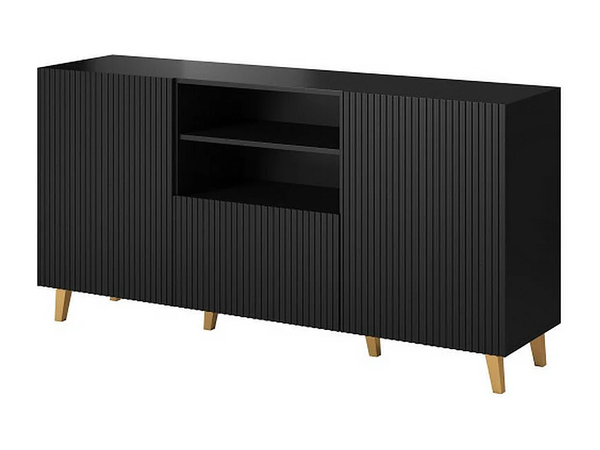 Credenza Gustave nero 150 cm a 2 ante e 1 cassetto