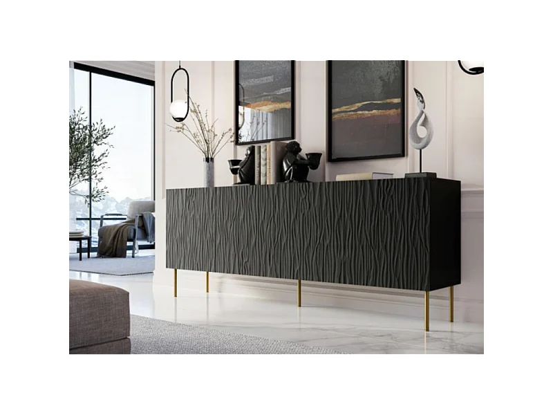 Credenza bassa design nero opaco 190 cm Mokt