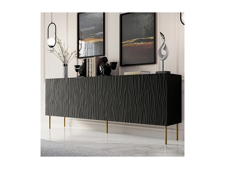 Buffet bas design noir mat 190 cm Mokt
