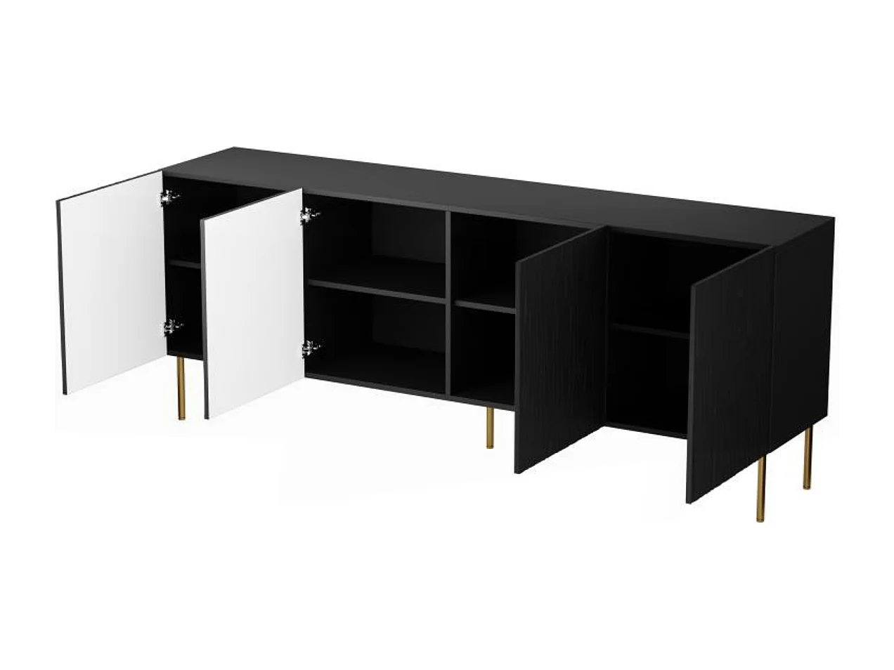 Credenza bassa design nero opaco 190 cm Mokt