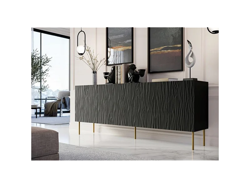 Credenza bassa design nero opaco 190 cm Mokt