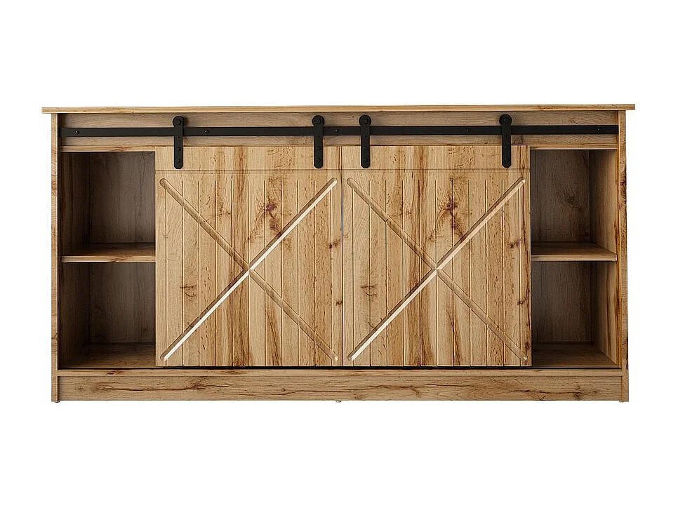 Buffet chêne wotan 160 cm portes coulissantes Hexa