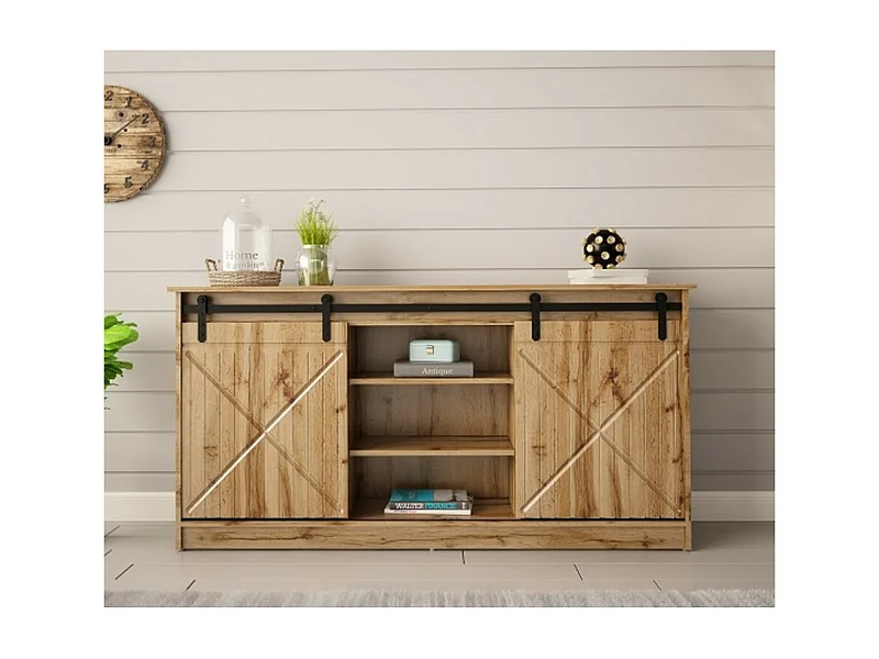 Credenza in rovere wotan da 160 cm con ante scorrevoli Hexa