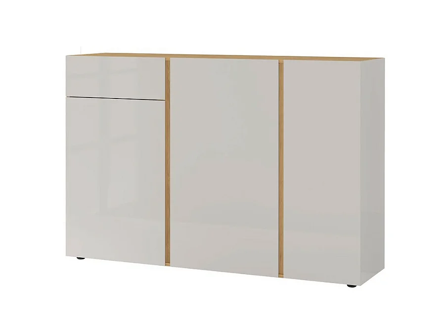 Buffet scandinave beige et bois avec encadrement verre CHLOE