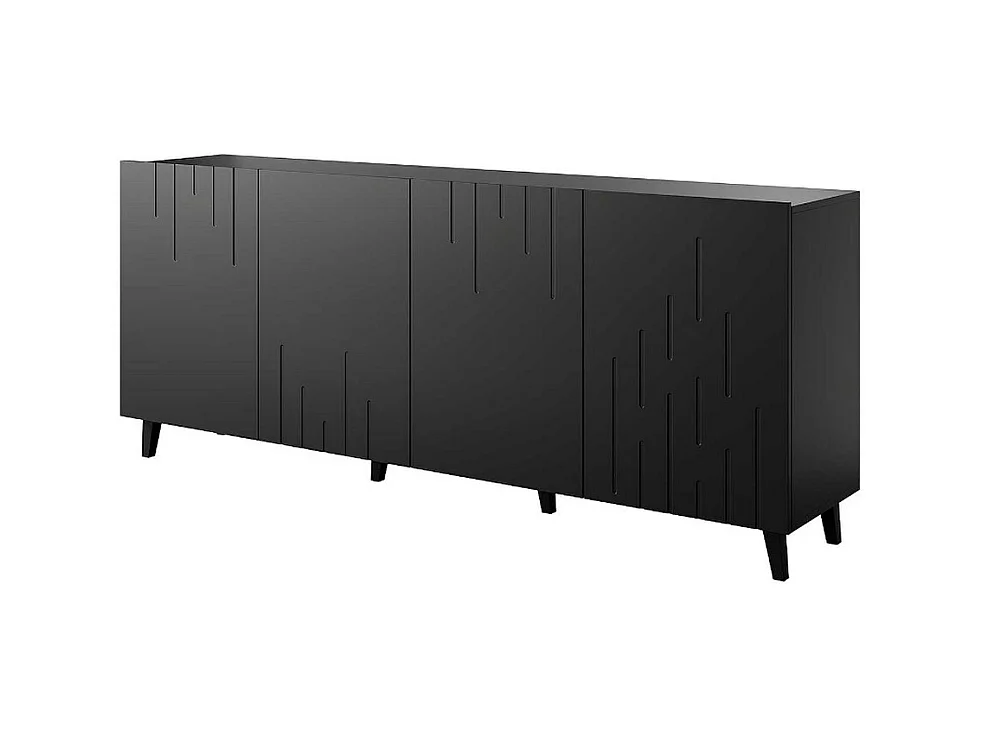 Buffet bas contemporain noir mat 200 cm Spiro