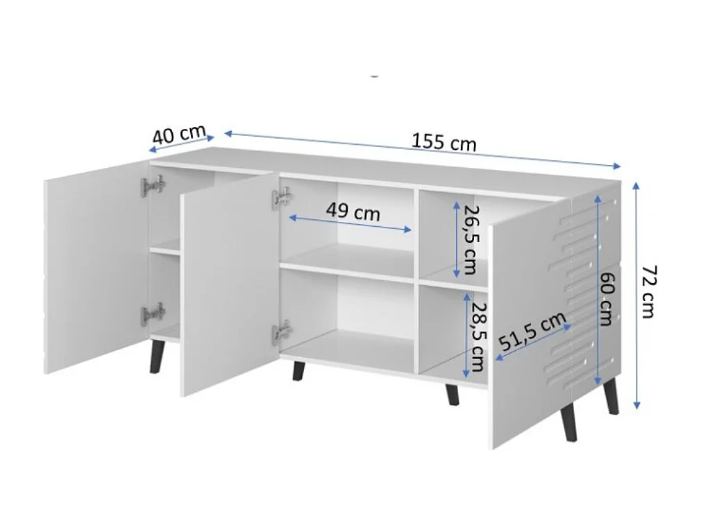 Buffet design blanc mat 155 cm Max