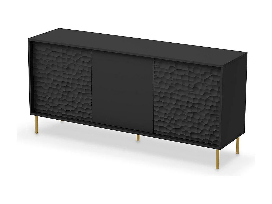 Aparador de diseño negro y dorado 155cm Tramona
