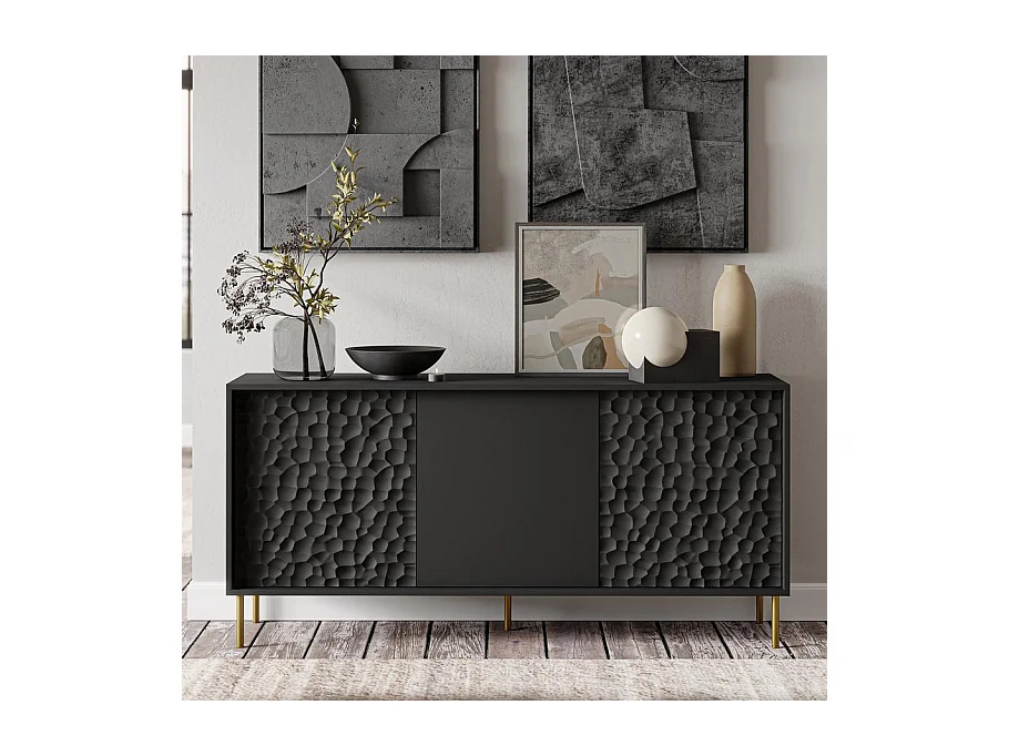 Buffet design noir et or 155cm Tramona