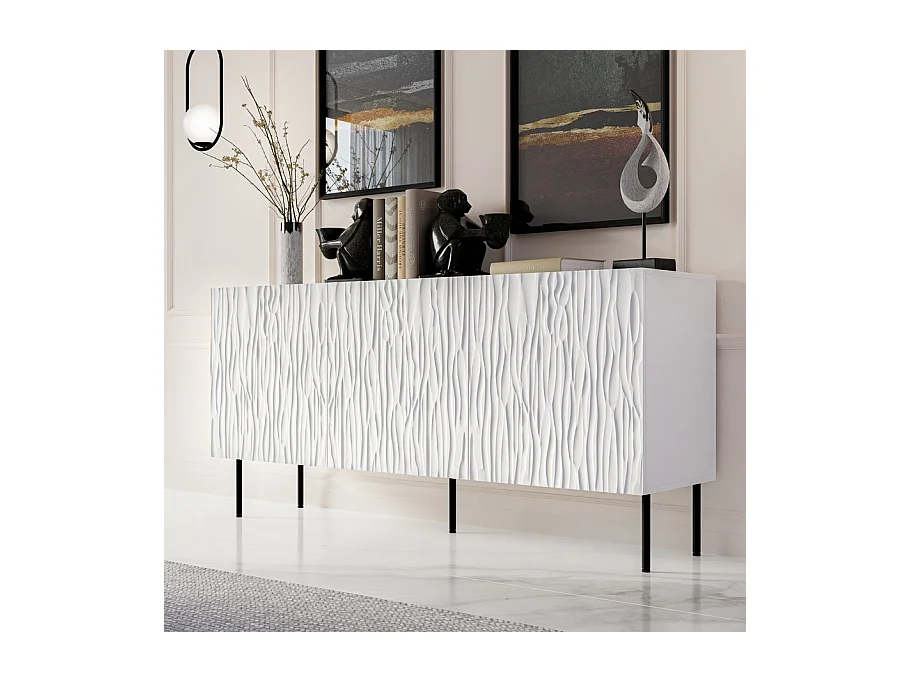 Buffet bas design blanc mat 152 cm Mokt