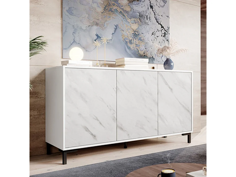 Credenza di design effetto marmo bianco 150 cm Ketla