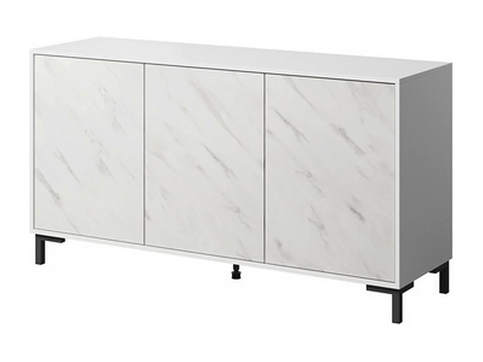 Buffet design effet marbre blanc 150cm Ketla
