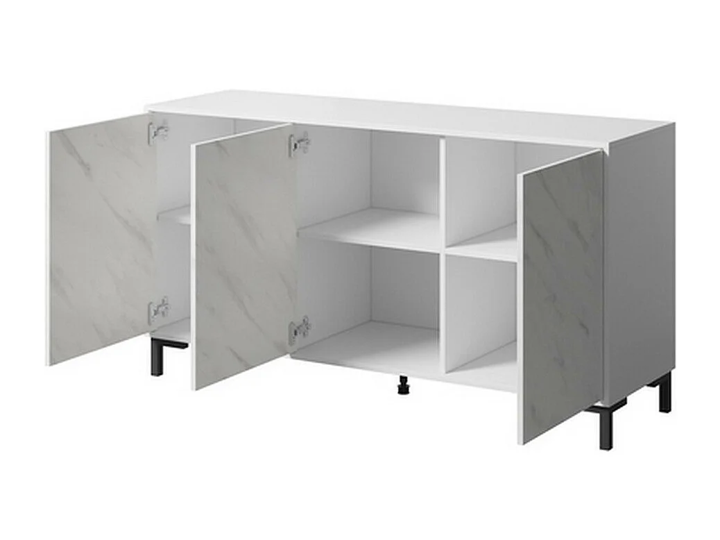Buffet design effet marbre blanc 150cm Ketla