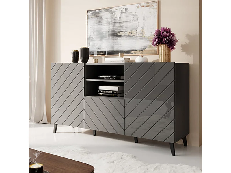 150 cm Credenza di design Yaka grigio lucido