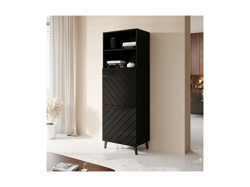 Armoire de salon design noire 60 cm Yaka