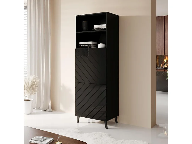 Armoire de salon design noire 60 cm Yaka