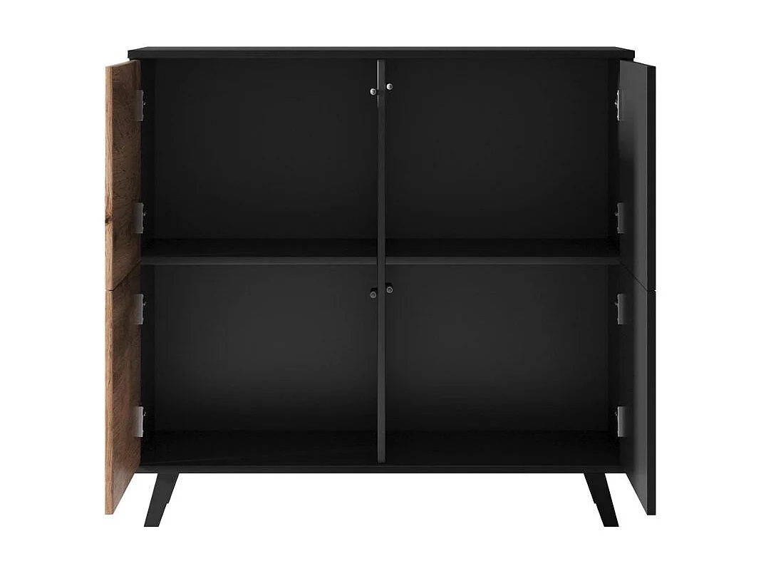 Bahut contemporain 100 cm 2 portes aspect chêne wotan et noir PUMP