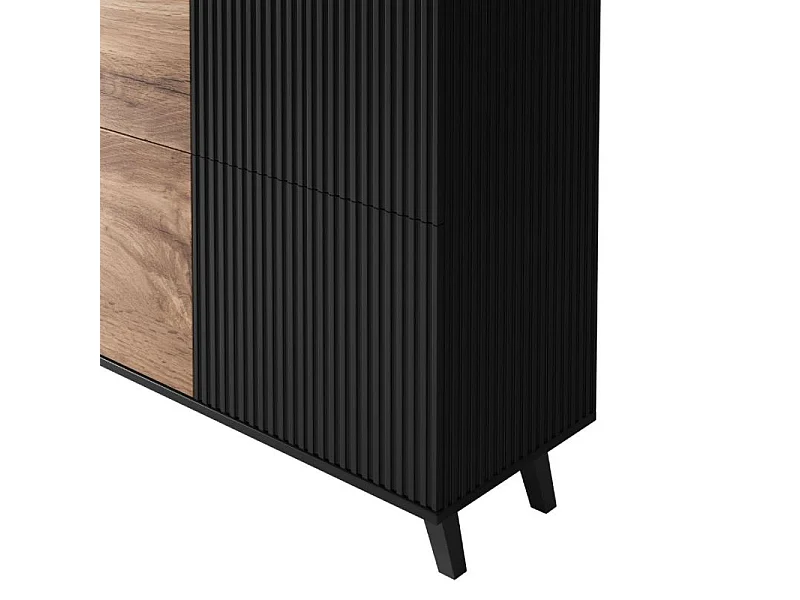 Bahut contemporain 100 cm 2 portes aspect chêne wotan et noir PUMP