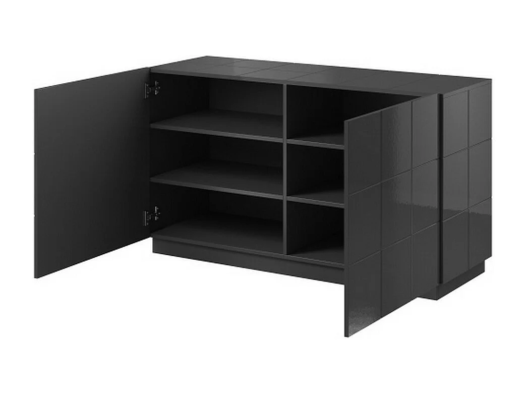 Credenza di design nera lucida da 138 cm + Flow LED