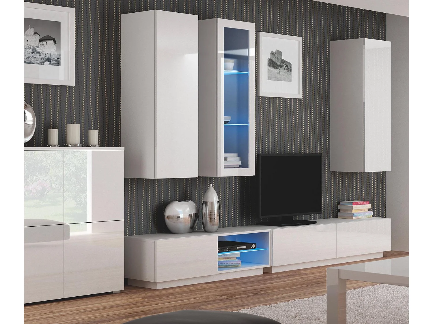 Buffet 2 portes 100 cm blanc brillant Trevise