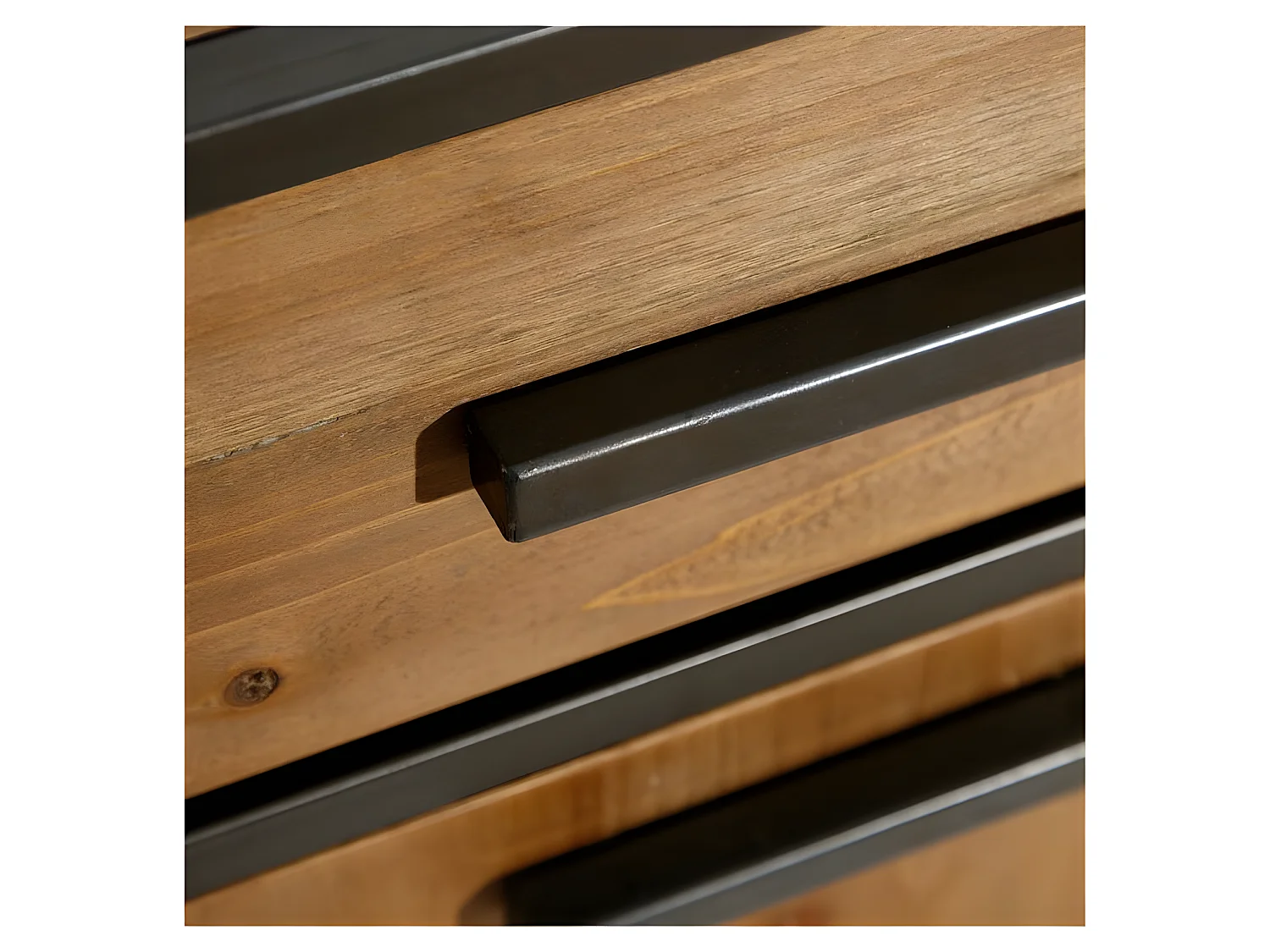 Buffet avec 3 portes et 3 tiroirs en bois et métal noir LEANDRE