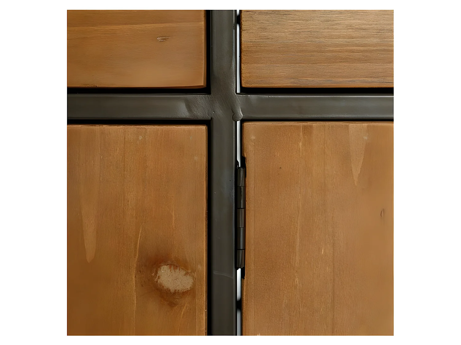 Buffet avec 3 portes et 3 tiroirs en bois et métal noir LEANDRE