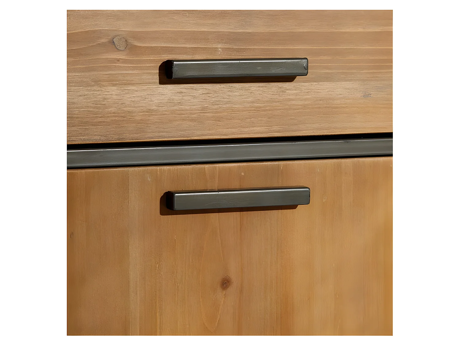 Buffet avec 3 portes et 3 tiroirs en bois et métal noir LEANDRE