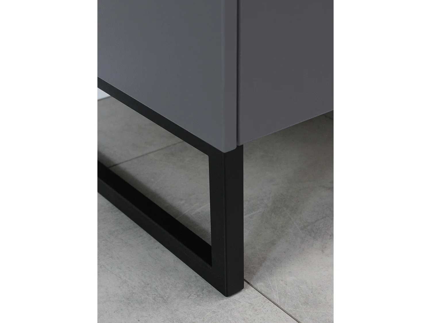 Buffet 166 cm style industriel 4 tiroirs gris graphite et pierre OBSERVER