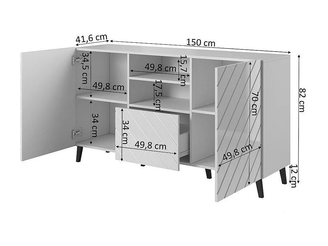 150 cm Credenza di design Yaka nero lucido