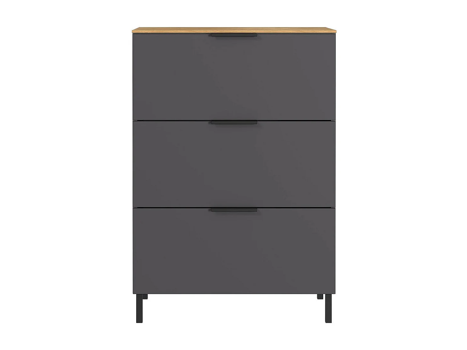 Commode design gris et bois 3 tiroirs Costal