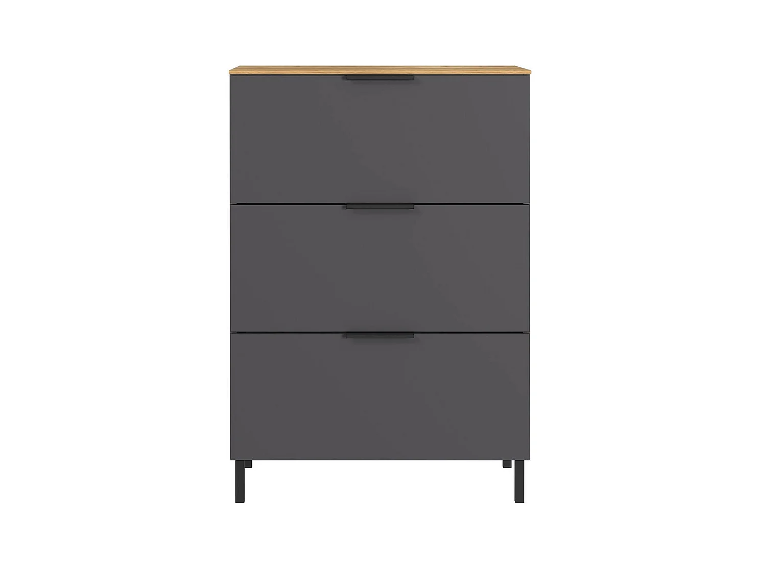Commode design gris et bois 3 tiroirs Costal